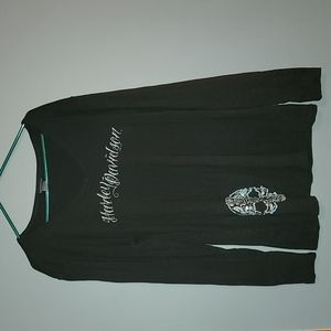 Harley Davidson long sleeve T black silver sequin Skull 3x
